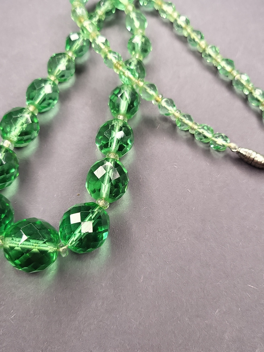 Vintage Green Glass Beaded Necklace